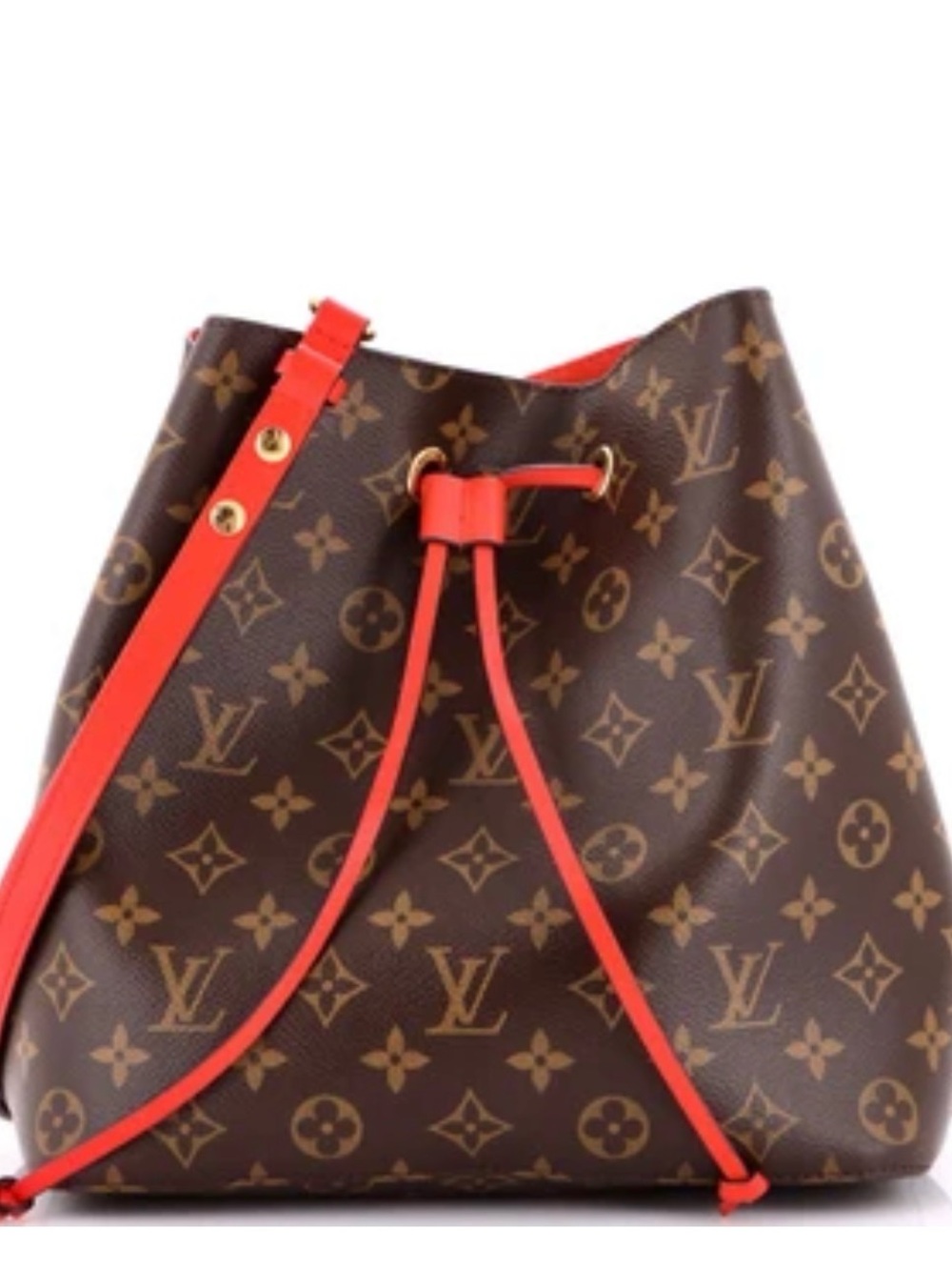 Louis Vuitton Monogram Bucket Bag with Red Trim